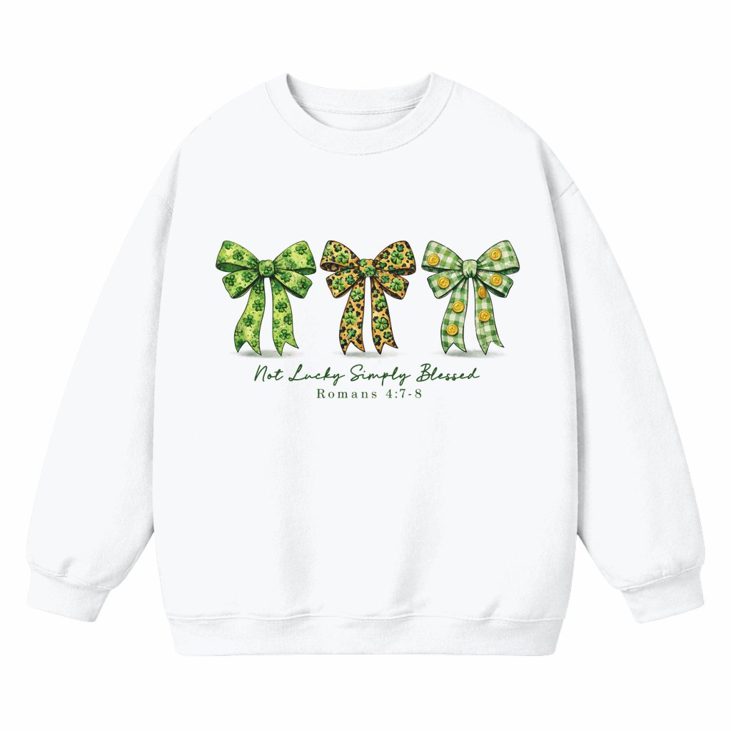 Not Lucky Simply Blessed Sweatshirt – St Patrick's Day Gift for Him & Her Irish Christian Bible Verse - front view