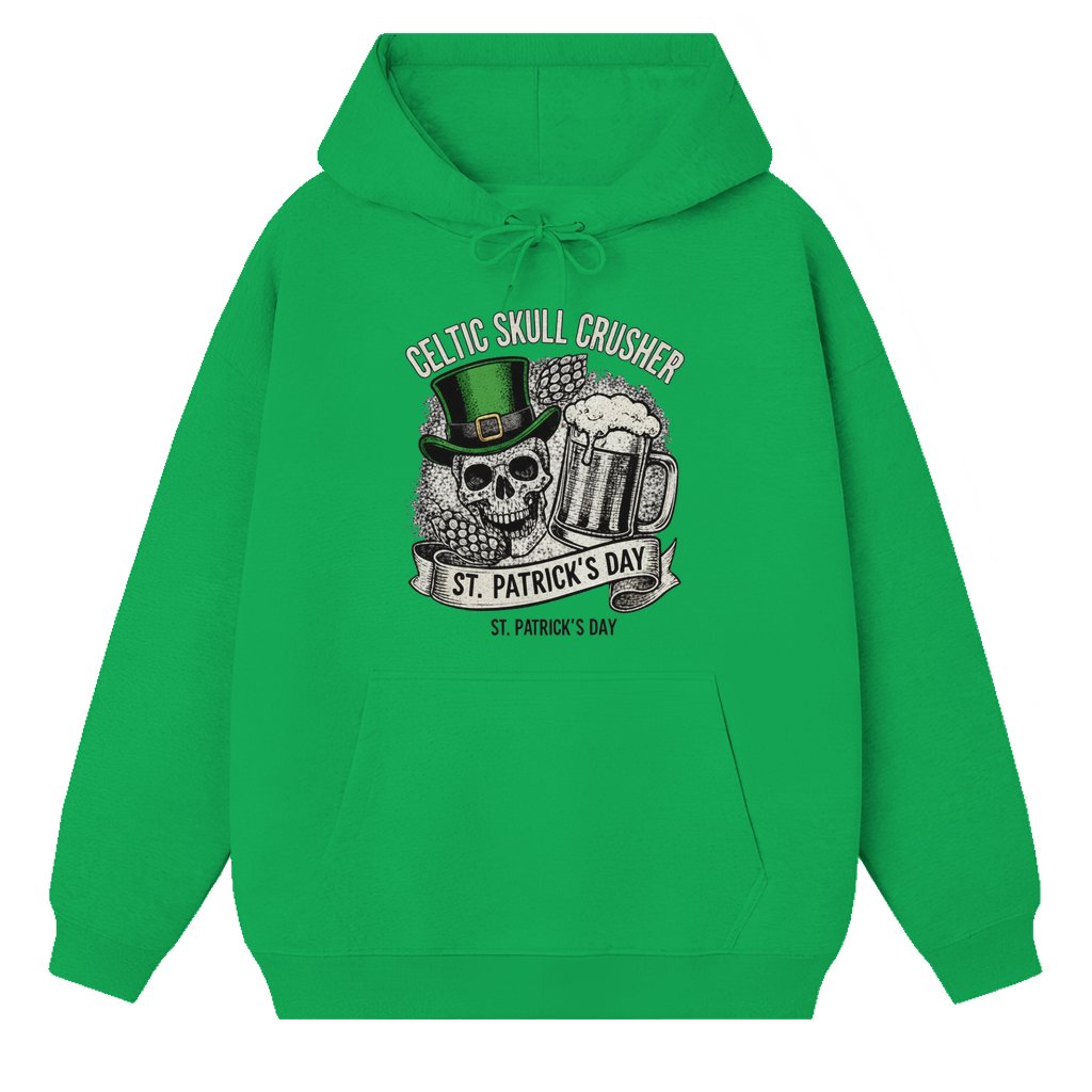 Celtic Skull Crusher Hoodie – St. Patrick's Day Gift for Men Irish Beer Skull Vintage - front view