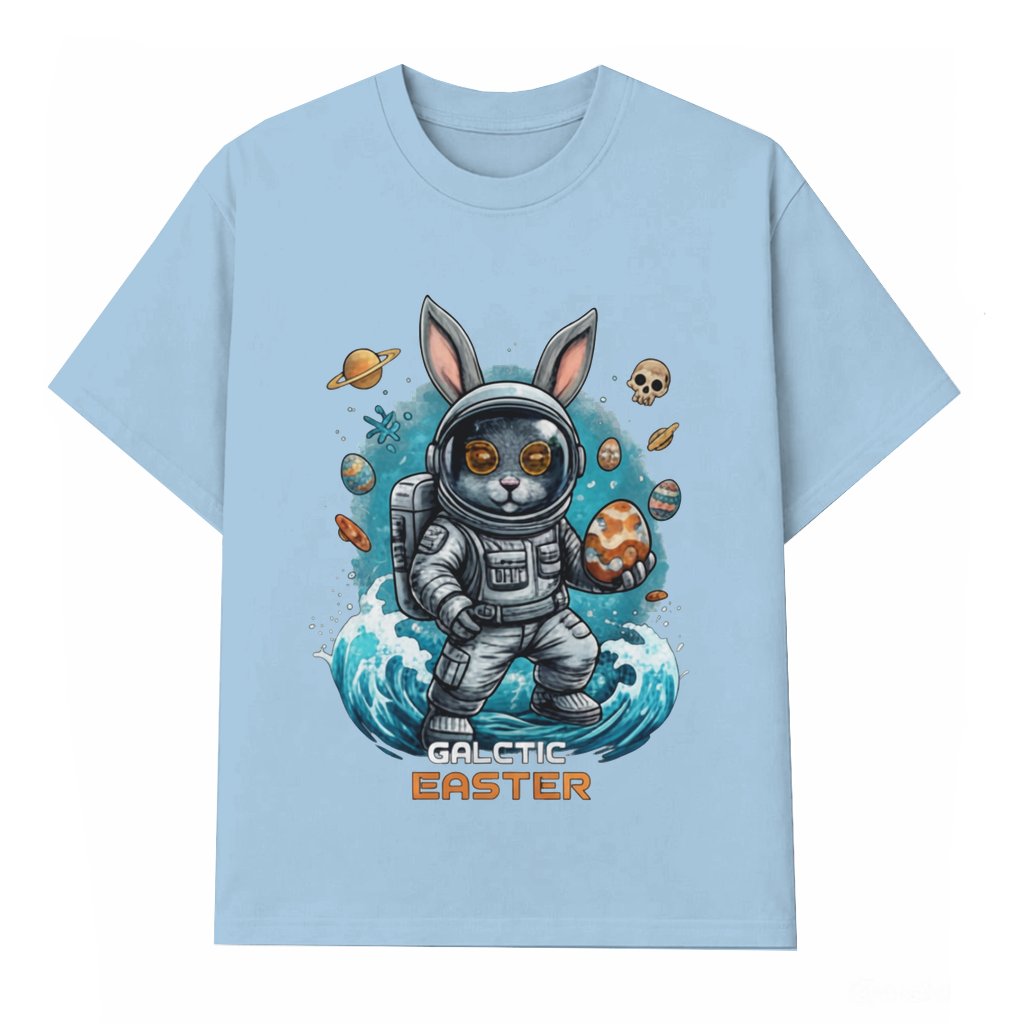 Funny Sci-Fi Galactic Easter Bunny Astronaut Space Easter Egg T-shirt – Easter Gift for Kids Adults - front view