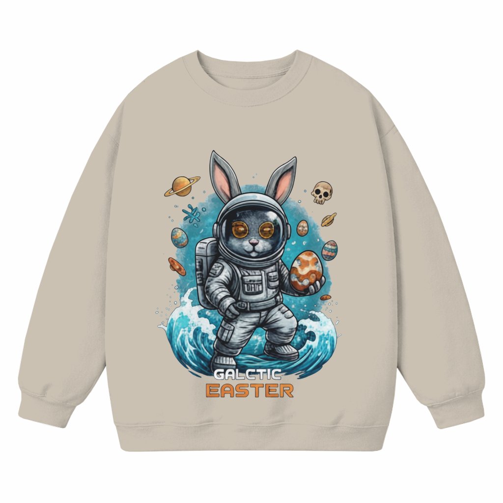Galactic Easter Bunny Astronaut Sweatshirt – Easter Gift for Kids Adults Funny Sci-Fi - front view