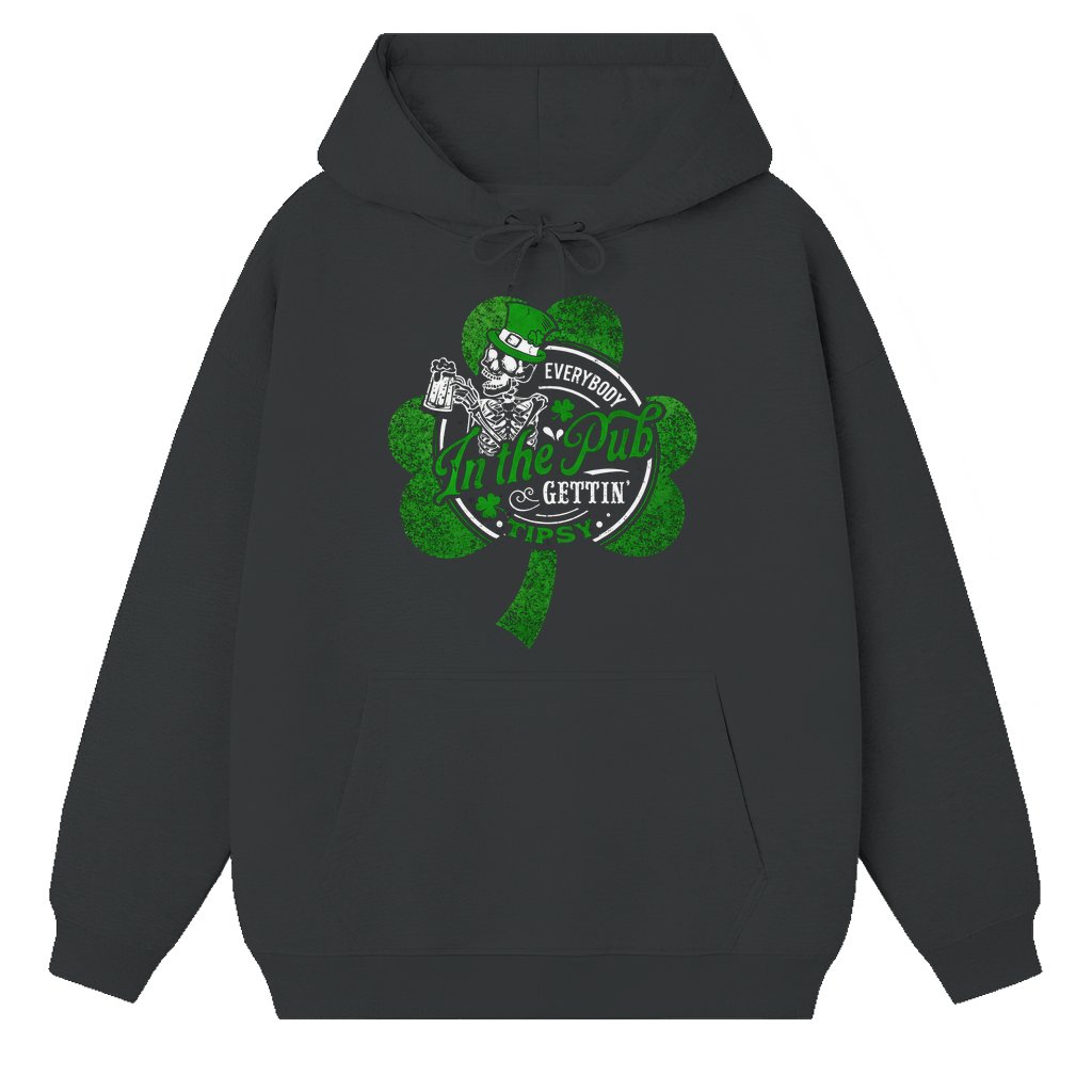 Everybody In The Pub Gettin' Tipsy Hoodie – St Patrick's Day Gift for Men Women Funny Skeleton Irish Beer - front view
