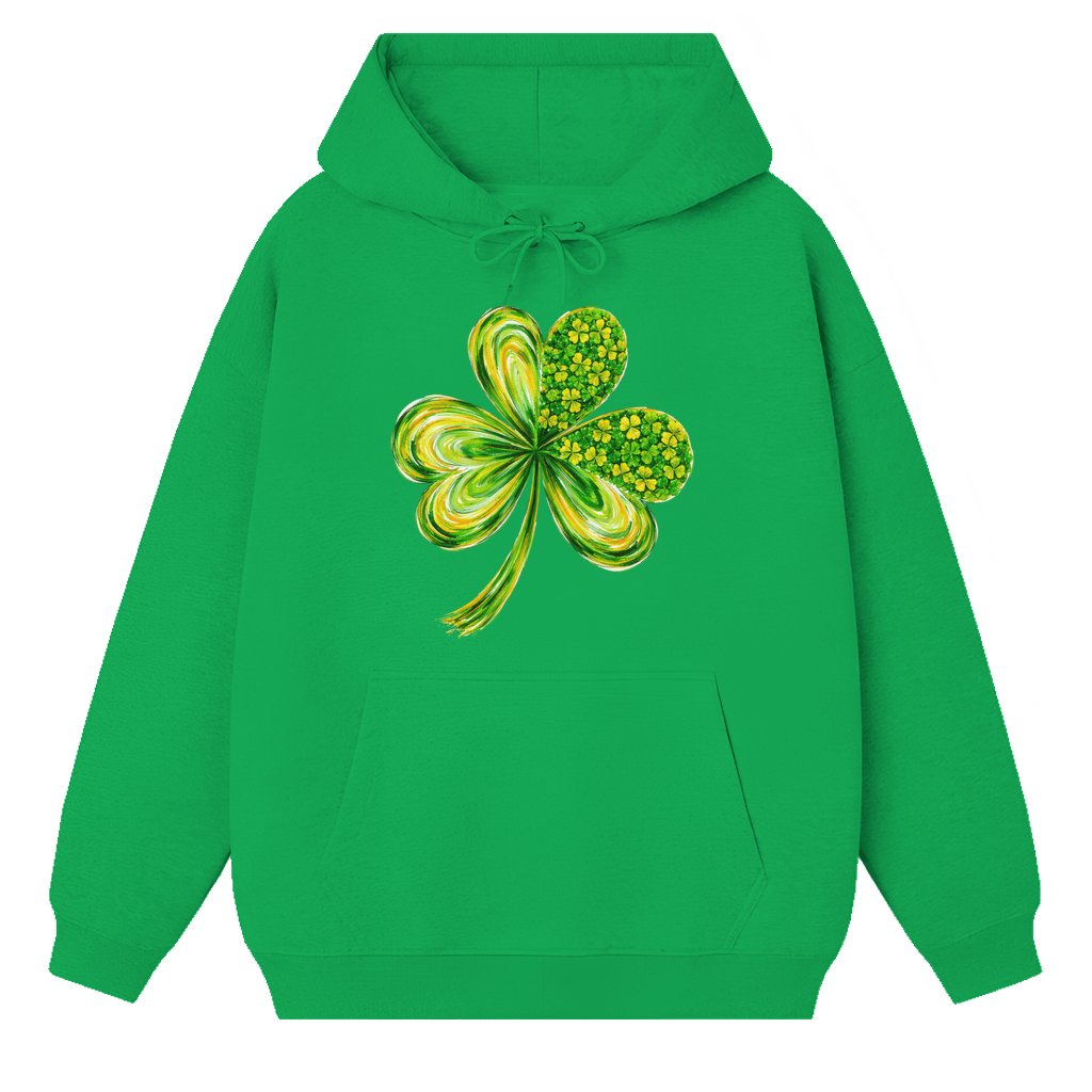Four Leaf Clover Hoodie – St Patrick's Day Gift for Her Irish Shamrock - front view