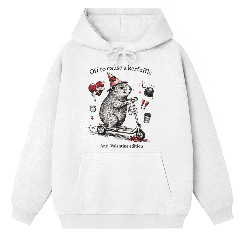 Off To Cause A Kerfuffle Funny Groundhog Scooter Hoodie – Anti Valentine Gift - front view