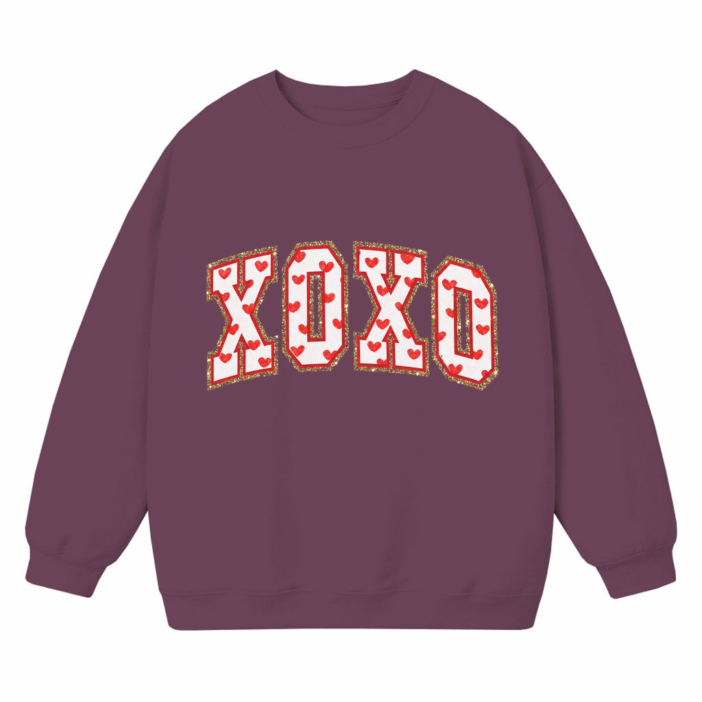 XOXO Pink Valentine Hearts Sweatshirt – Valentine's Day Gift for Mom Minimalist Cute - front view