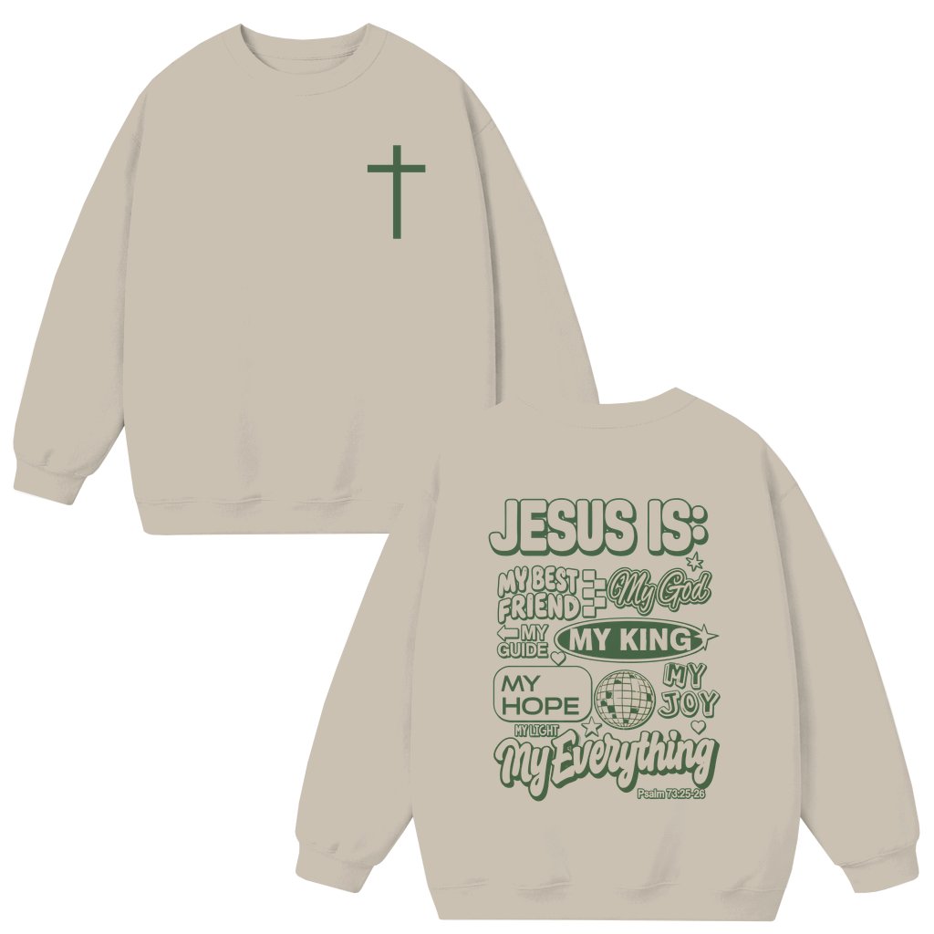 Retro Jesus Is My Everything Sweatshirt – Christian Gift for Him - front view