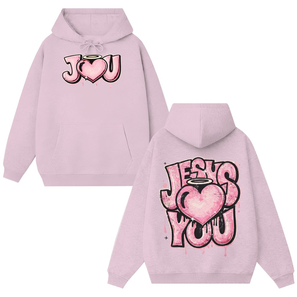 Jesus Loves You Christian Faith Heart Hoodie – Valentine's Day Gift for Women Men - front view