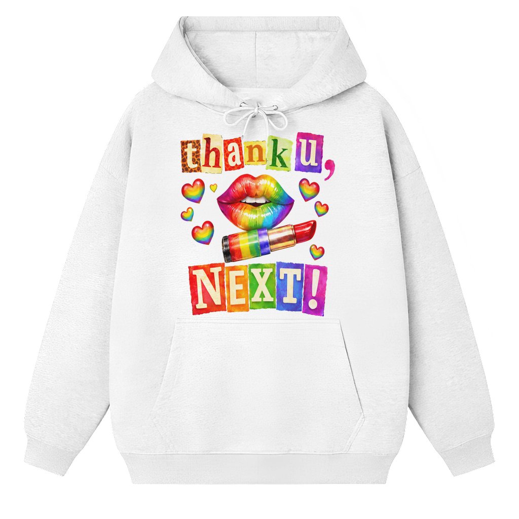 Thank U Next Hoodie – Anti Valentine Pride Gift LGBTQ Rainbow Lips - front view