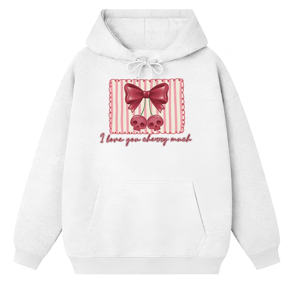 I Love You Cherry Much Hoodie Valentine's Day Gift – Red Cherry Skull Cute Gothic - front view