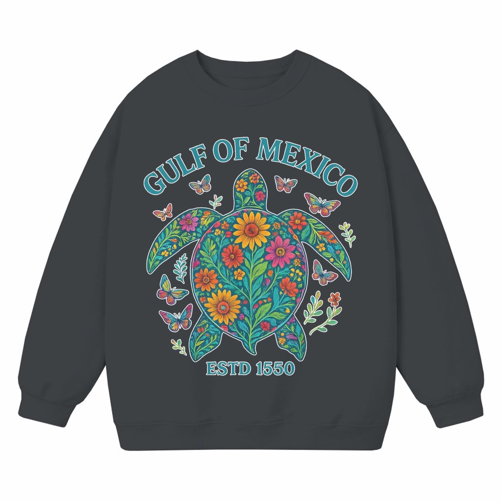 Turtle Gulf Coast Sweatshirt – Vintage Gift for Beach Lover - front view