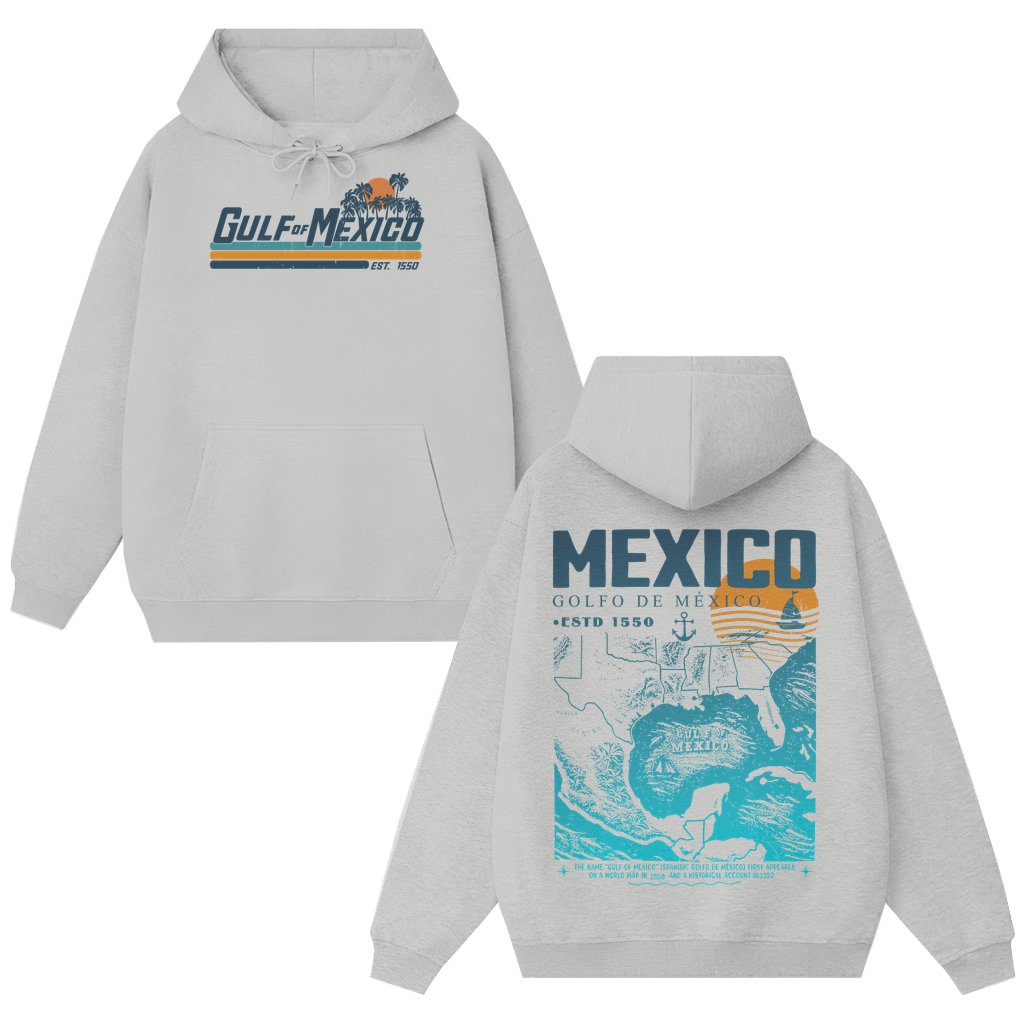 Gulf of Mexico Retro Hoodie – Gift for Beach Lover Texas Florida Alabama 2 Sided Print - front view