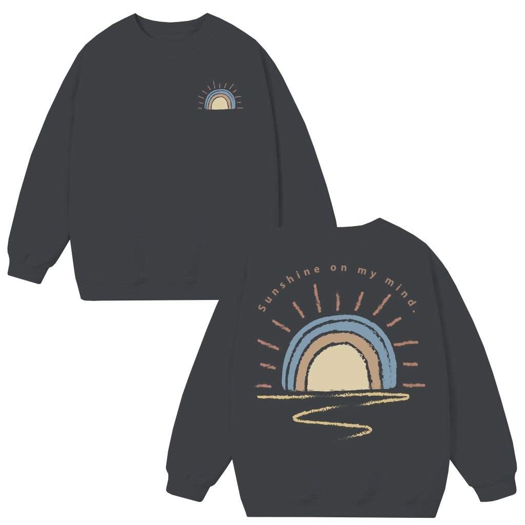 Retro Sun Shine Sweatshirt – Summer Vacation Beach Boho Oversized - front view