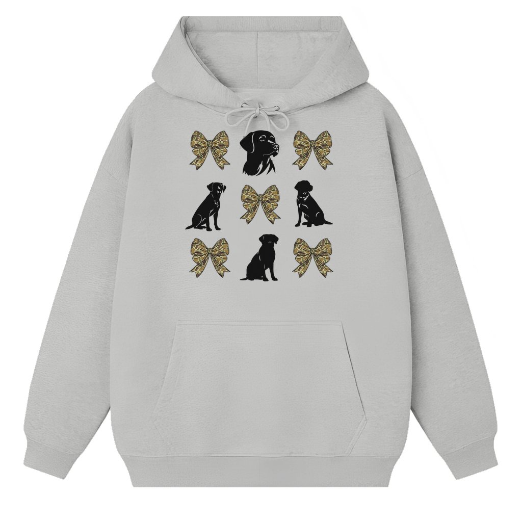 Labrador Camo Coquette Bow Hoodie – Birthday Gift for Men Women Trendy - front view