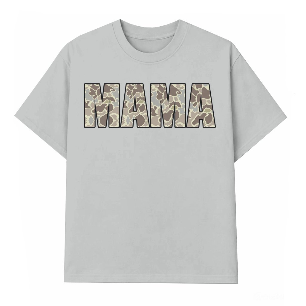 Cute Camo Mama T-shirt – Coquette Bow Gift for Mama Unisex Casual - front view