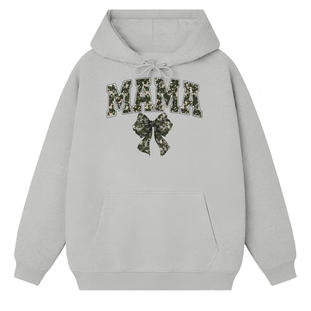 Camo Coquette Bow Hoodie – Gift for Mom and Girls Trendy Hunting Style - front view
