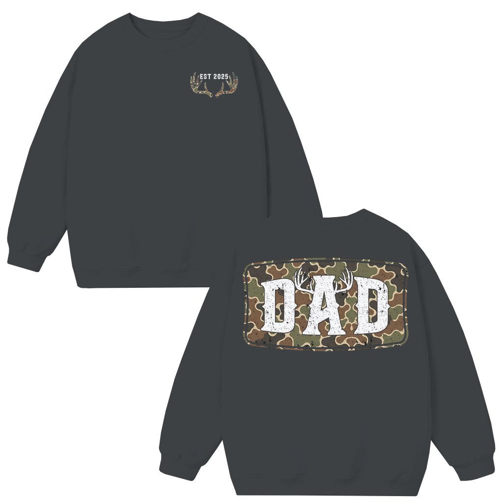 Camo Best Dad Ever Sweatshirt – Father's Day Gift for Dad Trendy - front view