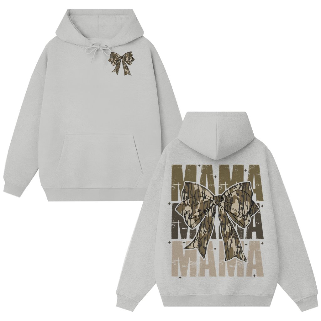 Mama Camo Bow Hoodie – Gift for Stylish Moms Trendy Cozy - front view