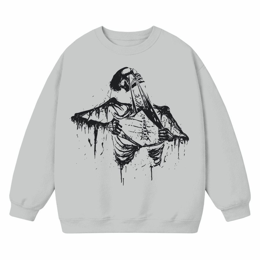 Vintage 90s Skeleton Rib Cage Skull Sweatshirt – Y2K Style Birthday Gift for Men - front view