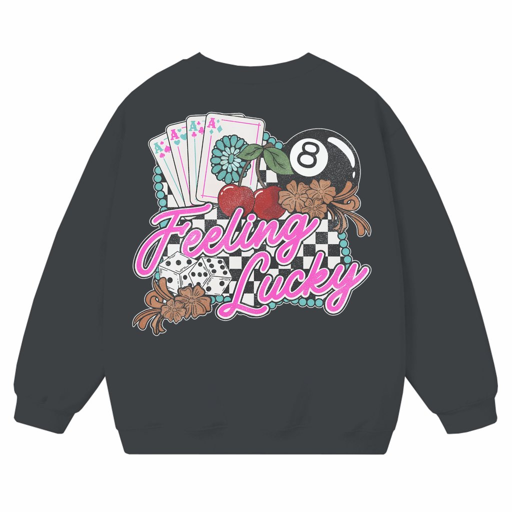 Feeling Lucky 8 Ball Sweatshirt – Gift for Cowgirl Retro Western Vintage Rodeo - front view