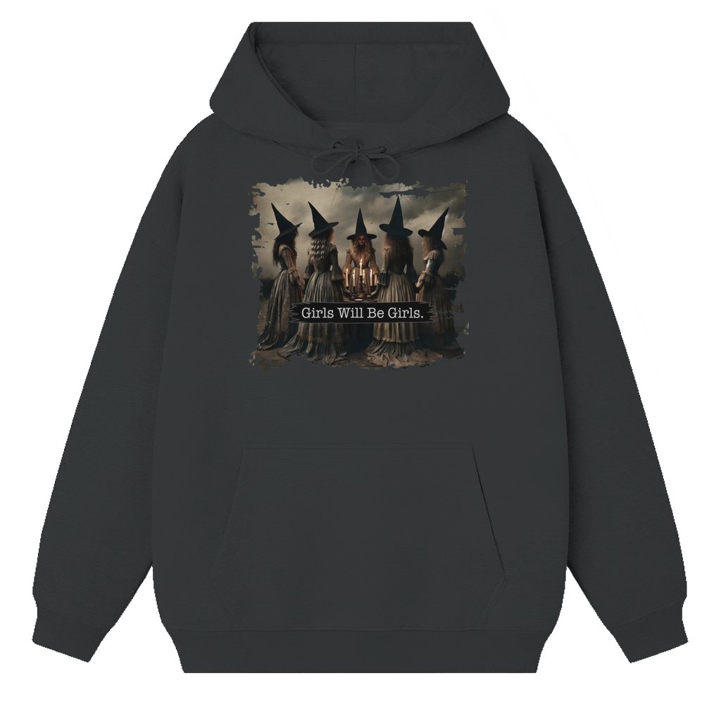 Witches Girls Will Be Girls Hoodie – Halloween Gift for Girls Funny Vintage - front view