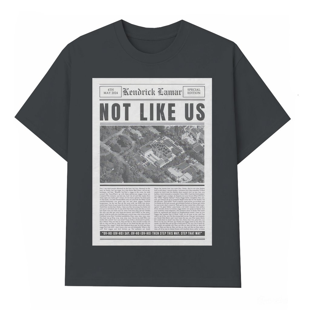 Cool Not Like Us Lyric T-shirt – Gift for Men Vintage Newspaper Hip Hop - front view