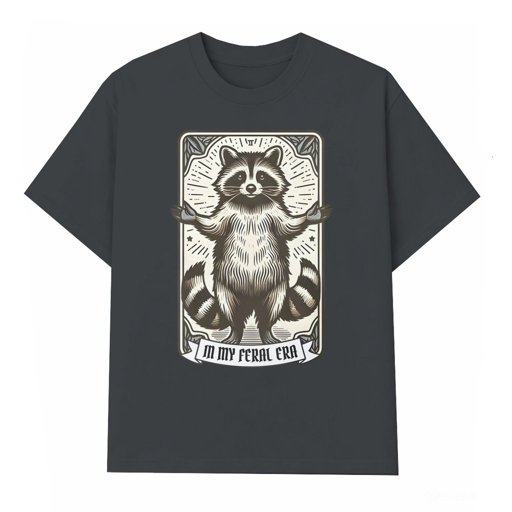Feral Era Raccoon Tarot Card T-shirt – Unique Gift Vintage Trendy - front view