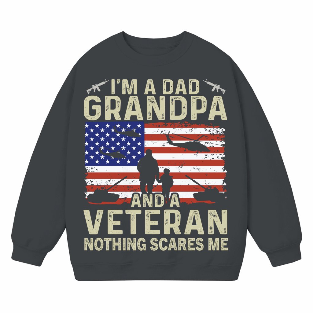 Veteran Dad Grandpa Sweatshirt – Veterans Day Gift for Dad Grandpa Vintage - front view