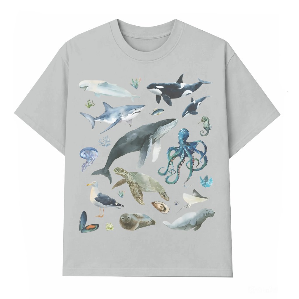 Vintage 90s Sea Animal Ocean Nature T-shirt – Birthday Gift for Him Her Retro Nostalgic - front view
