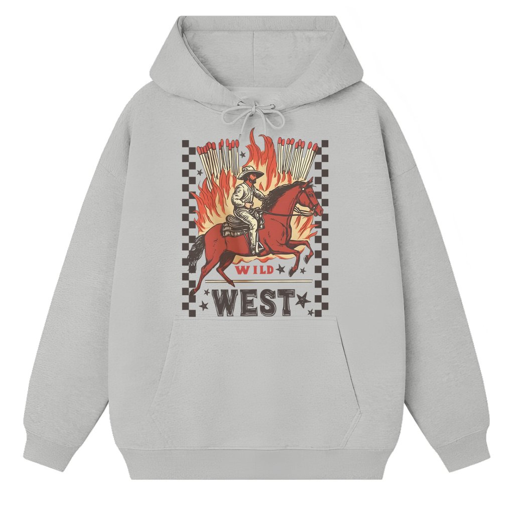 Vintage Cowboy Hoodie – Unisex Gift Retro Wild West Rodeo Western Style Trendy - front view