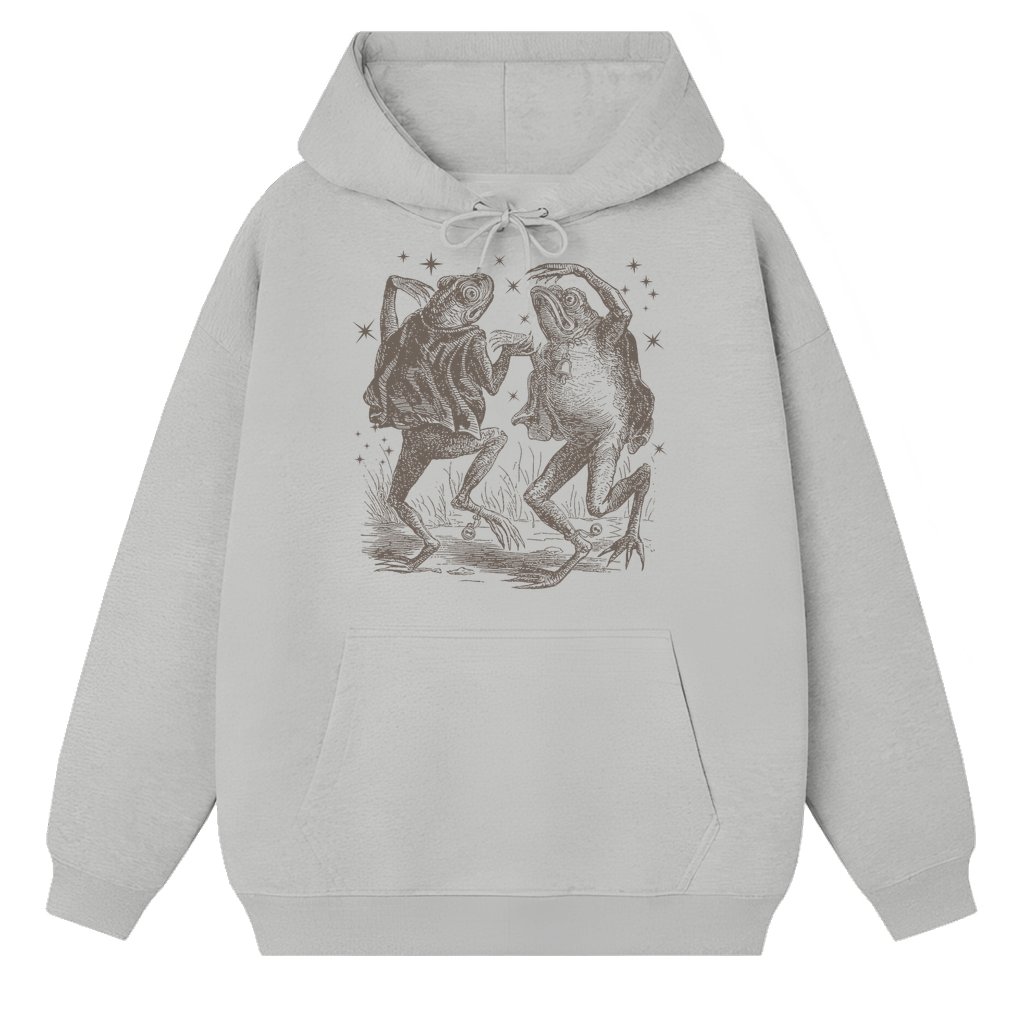 Funny Dancing Frog Hoodie – Birthday Gift for Frog Lovers Vintage Retro 90s Y2K Tattoo Style - front view