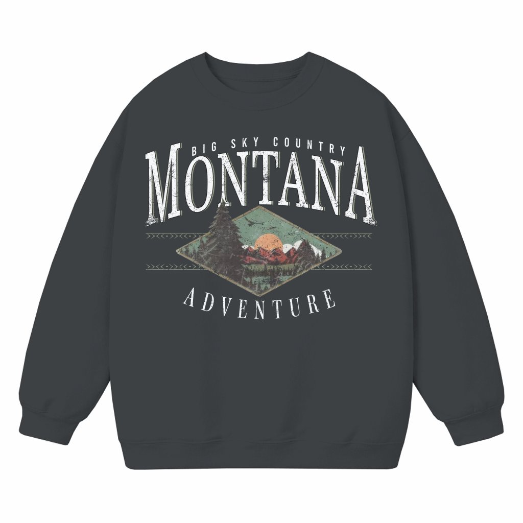Vintage Montana Sweatshirt – Unisex Mountain Gift - front view