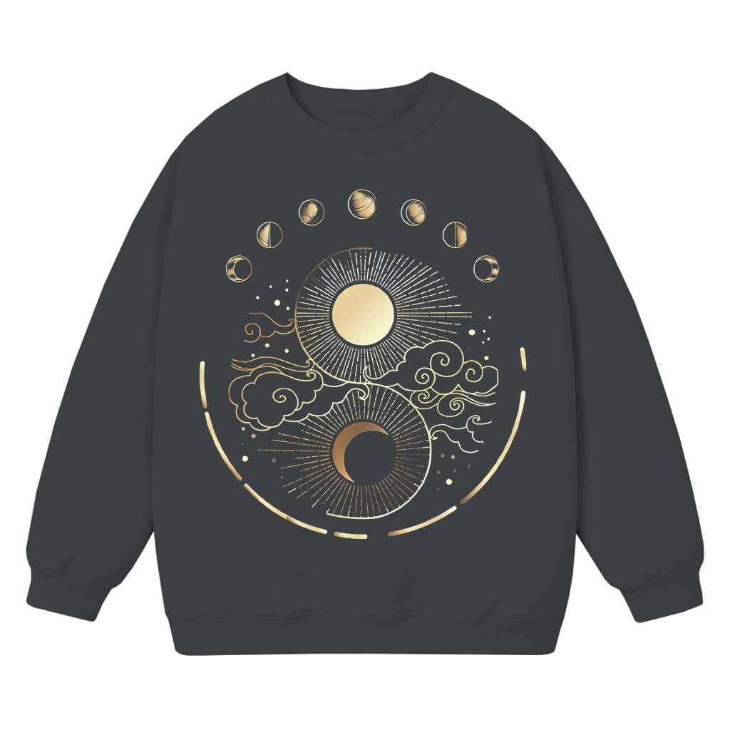 Mystical Moon And Sun Sweatshirt – Spiritual Gift Boho Vintage Moon Phase - front view
