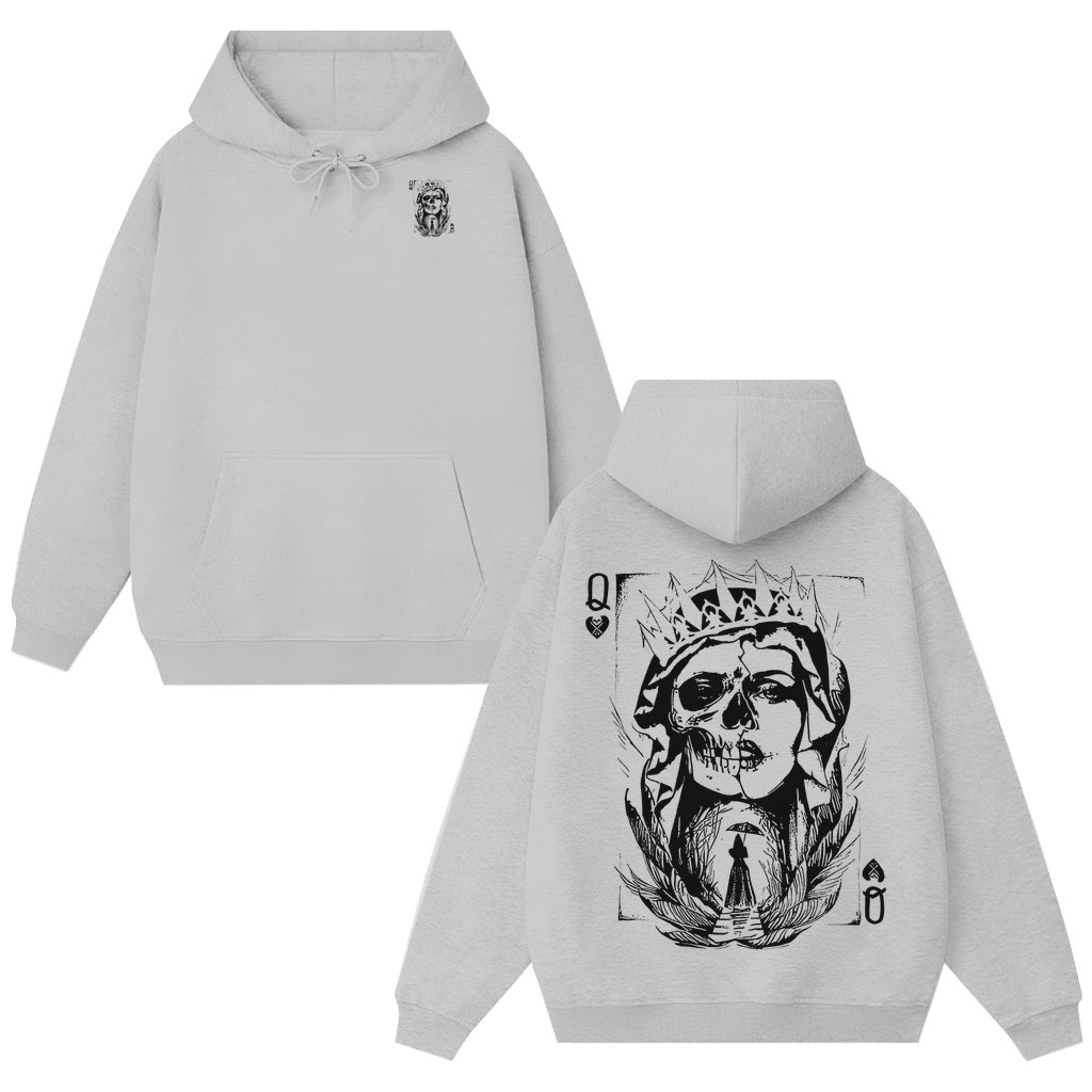 Poker Q Gloomy Queen Hoodie – Trendy Gift for Him and Her Vintage 2 Sided Print - front view