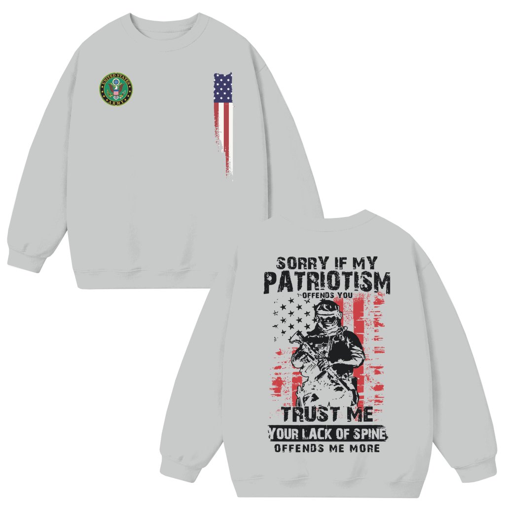 American Strong Military Sweatshirt – Veteran's Day Gift for Army Veteran Vintage Patriotic Flag - front view