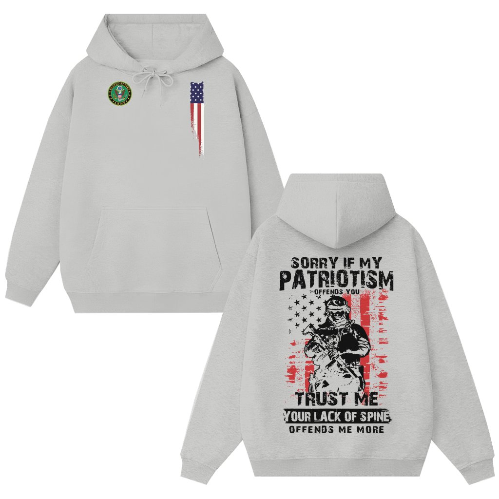 Patriotic Military Hoodie – Vintage Flag Veterans Day Gift for Army Veterans - front view