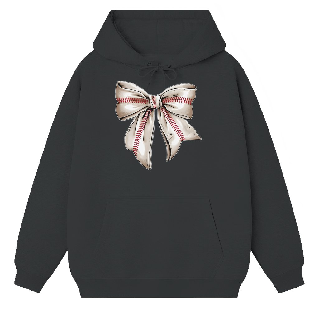 Coquette Baseball Bow Vintage Mama Hoodie – Game Day Gift for Her Cute - front view