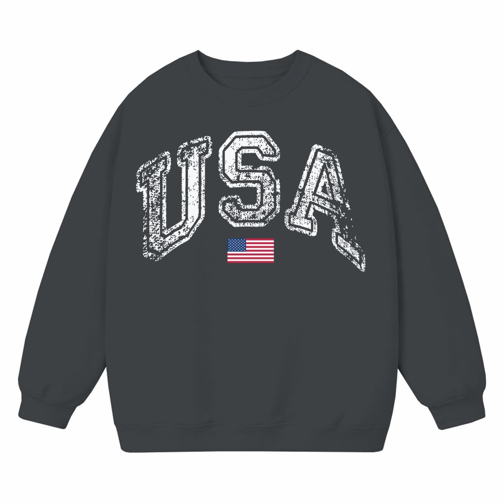 Vintage USA Flag Sweatshirt – 4th of July Gift for Women Patriotic - front view