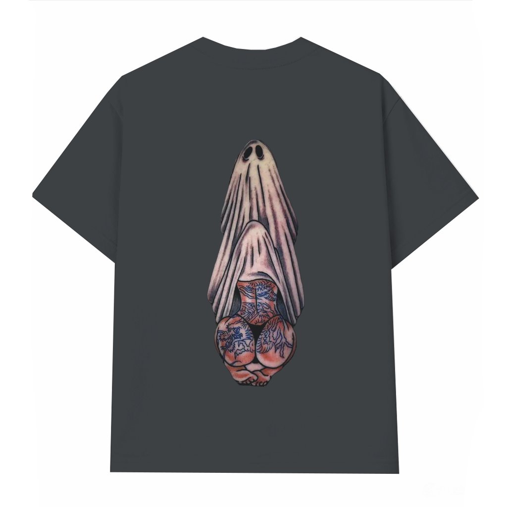 Funny Ghost Tattooed Lady T-shirt – Halloween Gift Bold Classic - front view