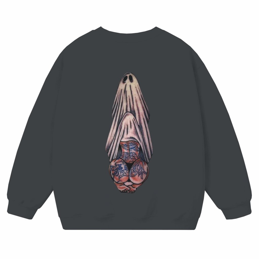 Funny Ghost Tattooed Lady Sweatshirt – Halloween Gift for Men Women Classic Streetwear - front view