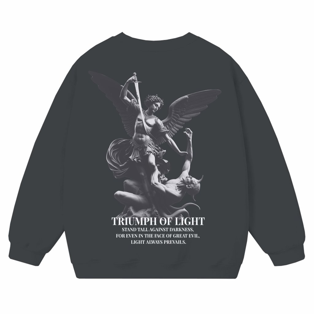 St. Michael Defeats The Devil Sweatshirt – Christian Gift for Men Spiritual - front view