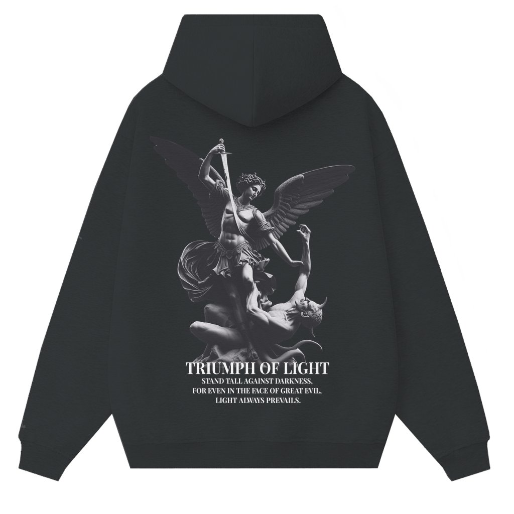 St. Michael Defeats The Devil Hoodie – Christian Gift for Men Women Streetwear - front view