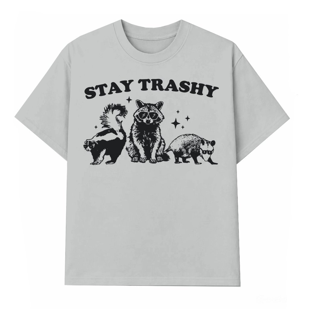 Funny Stay Trashy Raccoon T-shirt – Meme Lover Gift for Women Trendy Summer - front view