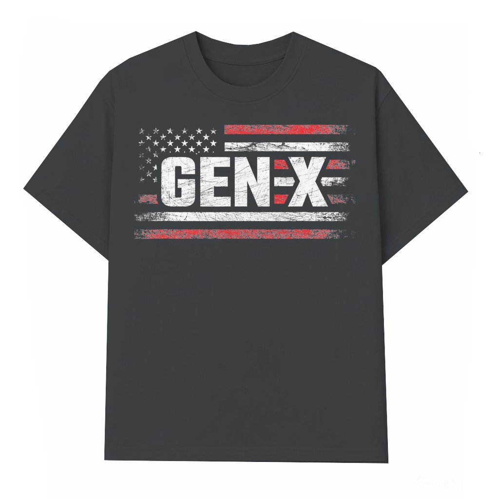 Gen X T-shirt – Birthday Gift for Generation Xer American Flag Style Classic - front view