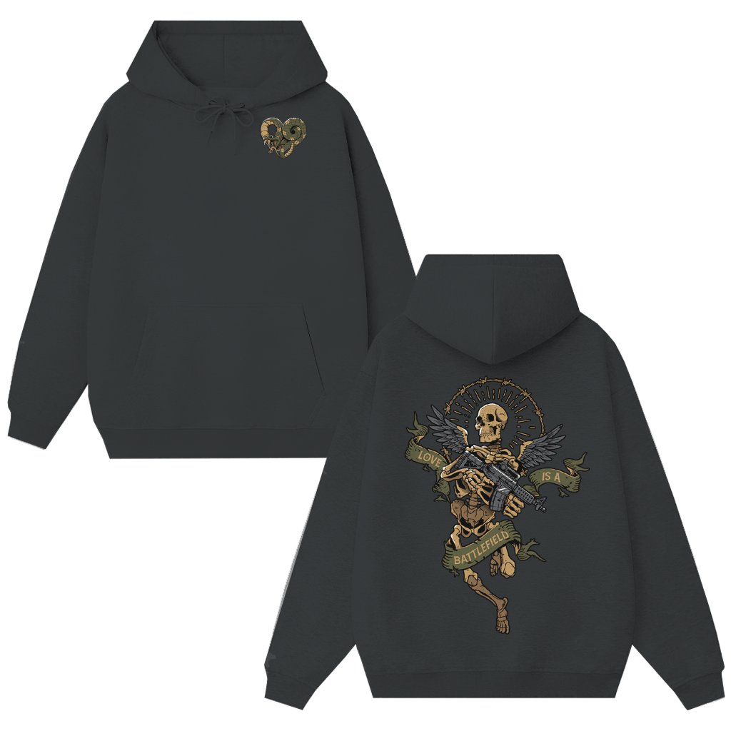Love Is A Battlefield Hoodie – Unisex Gift Streetwear 2 Sided Print - front view