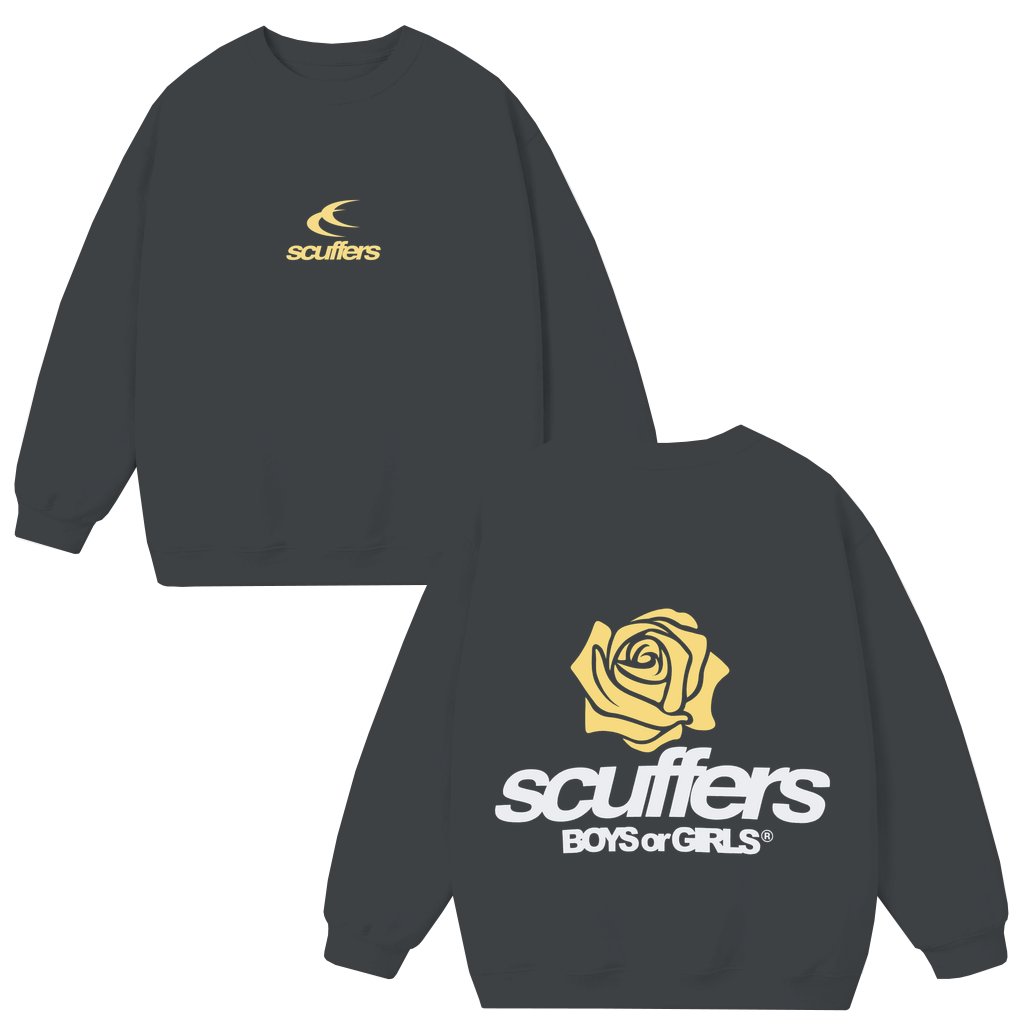 Black Yellow Rose Sweatshirt – Gift for Men Women 2 Sided Print Trendy Streetwear - front view