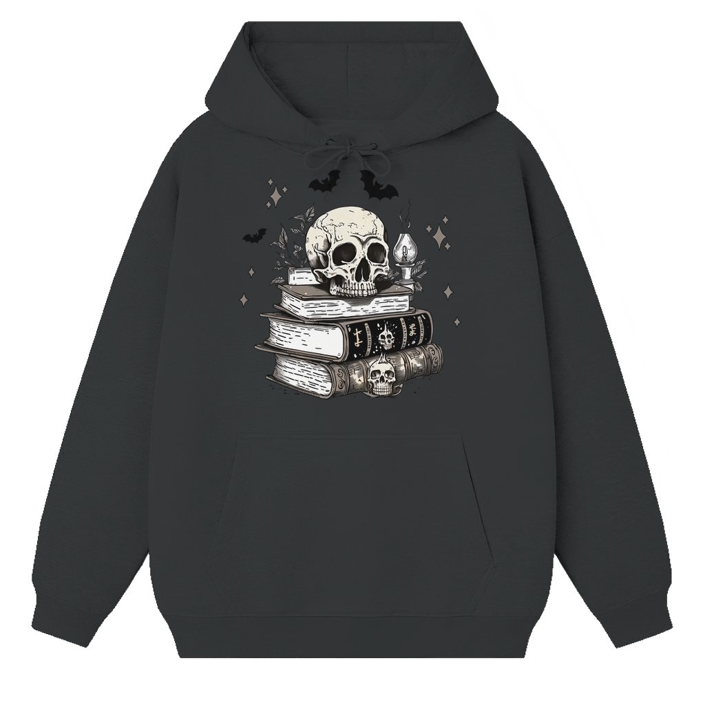 Witchy Skull & Spell Books Hoodie – Halloween Gift Gothic - front view