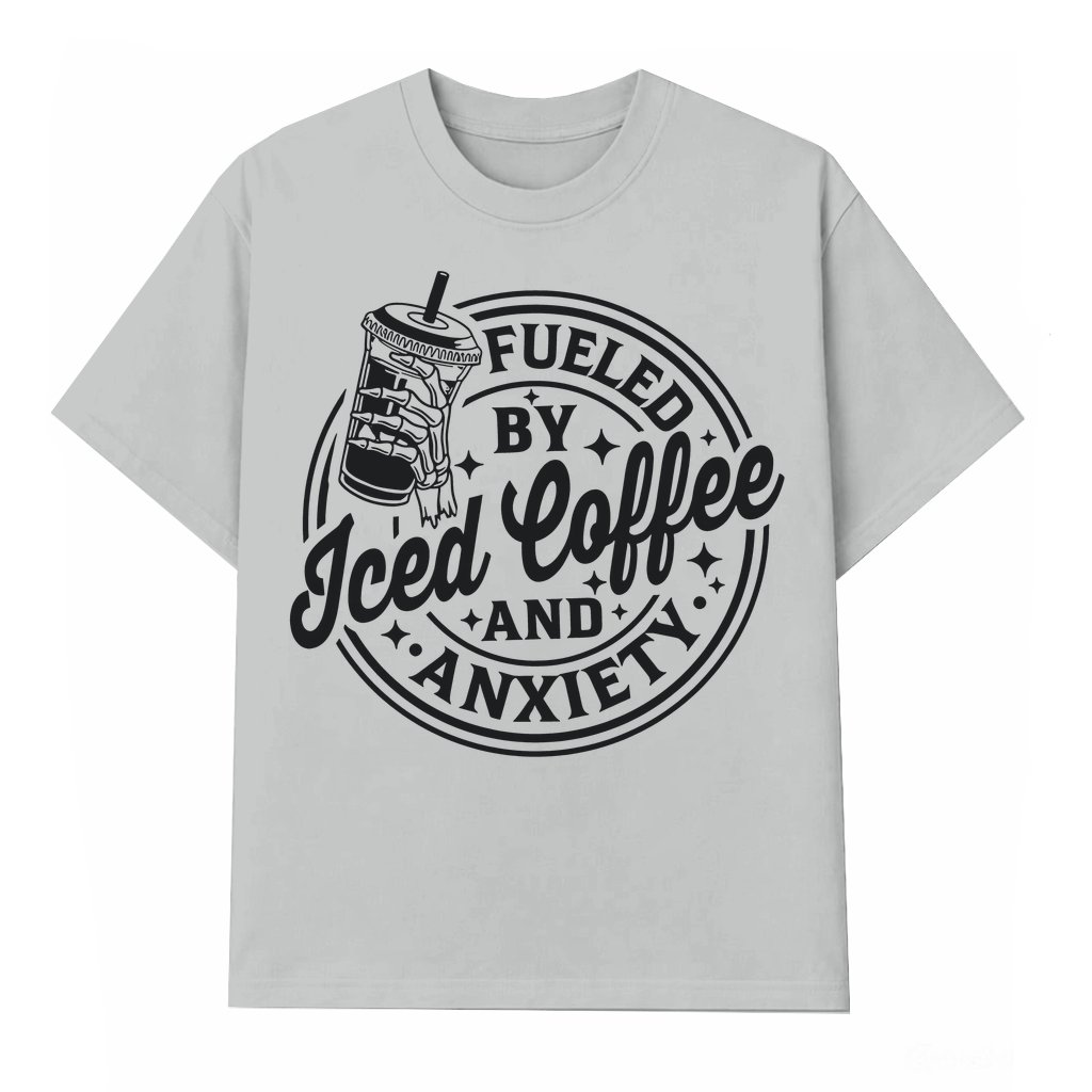 Iced Coffee And Anxiety T-shirt – Funny Coffee Lover Unisex Gift - front view