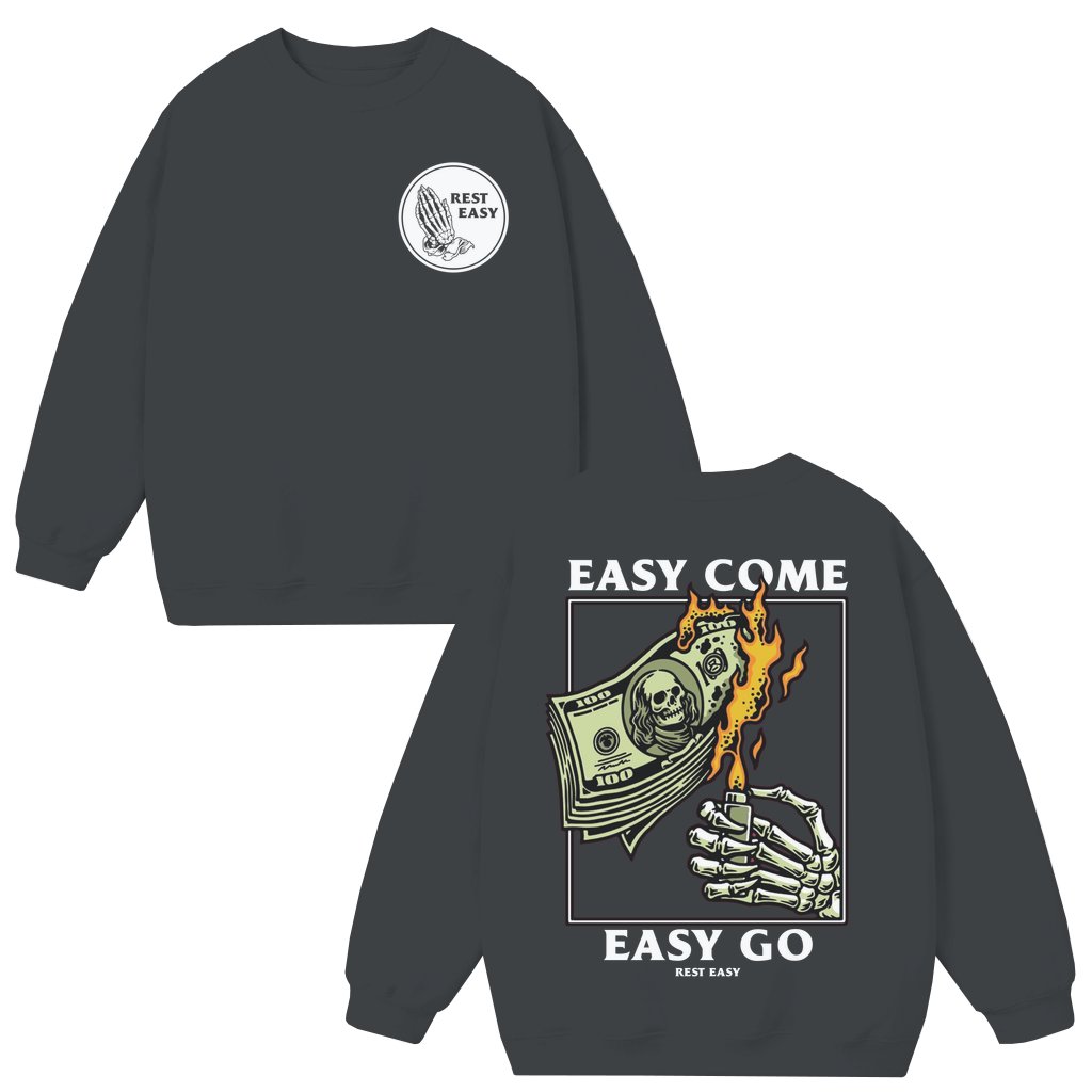 Rest Easy Skeleton Sweatshirt – Funny Gift for Men and Women 2 Sided Print - front view