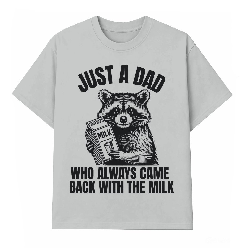 Funny Dad Milk Raccoon T-shirt – Father's Day Gift for Dad Dark Humor Minimalist - front view