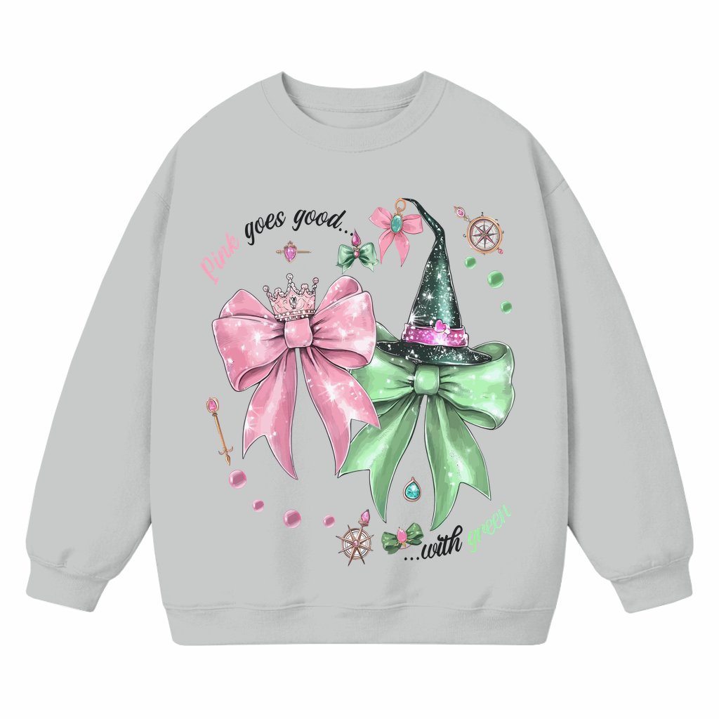 Wicked Defy Gravity Sweatshirt – Booktok Gift for Bookish Reader Pink Green - front view
