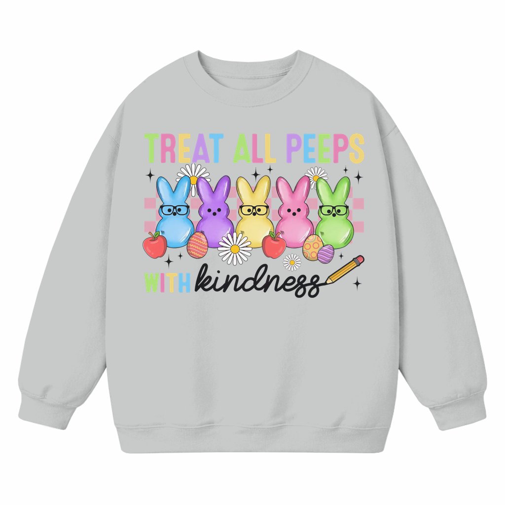Cute Funny Peeps Kindness Sweatshirt – Easter Gift for Teachers & Students - front view